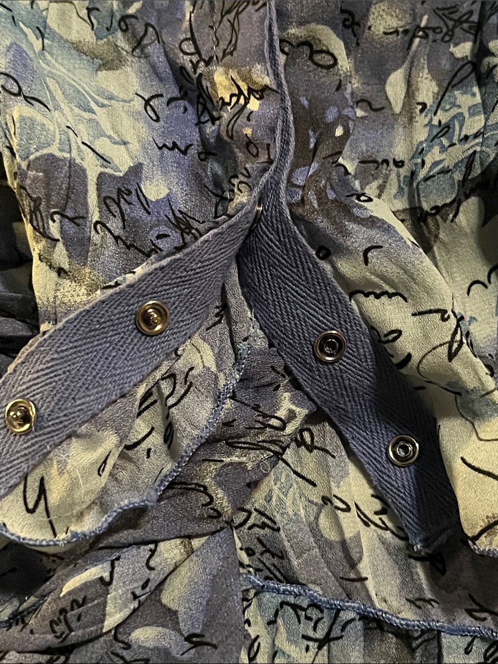 Jaipur Blue & Light Blue Script Ruffle V-Neck Blouse - Picture 8 of 8